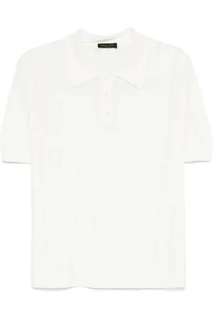 Roberto Collina Tops, Heren, Wit, L, Gemengd Punt Poloshirt