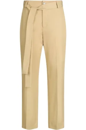 Liu Jo Broeken, Dames, Geel, XS, Katoen, Chino broek met elastische taille en riem