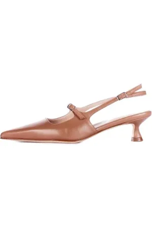 ANNA F. Schoenen, Dames, Bruin, 40 EU, Leer, Kameel Hak Gesp Leren Pumps