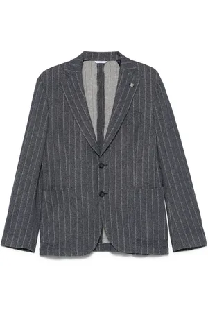 Manuel Ritz Jassen, Heren, Blauw, L, Indigo Blauwe Geknoopte Jas met Achterventilatie