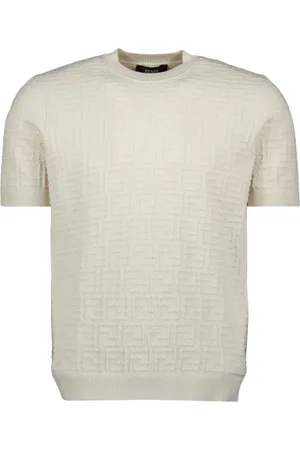 Fendi Truien, Heren, , L, Katoen, Katoenen Ronde Hals Korte Mouw T-shirt