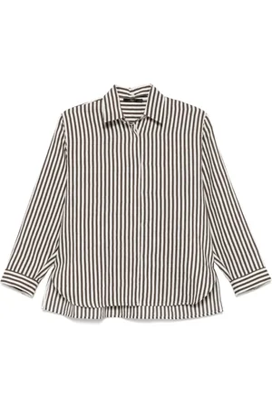SEVENTY BY SERGIO TEGON Blouses & Shirts, Dames, Veelkleurig, M, Koffiebruine Overhemd met Knoopsluiting