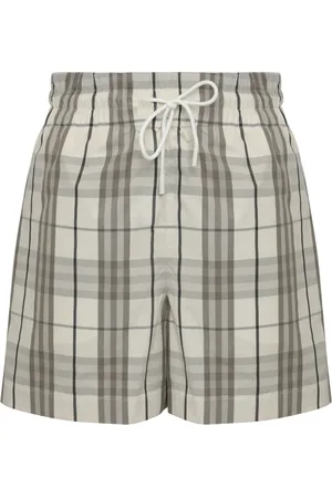 Burberry Korte broeken, Dames, Grijs, XS, Katoen, Katoenen Geruite Shorts met Zakken