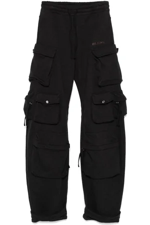 The Attico Broeken, Dames, Zwart, 2Xs, Katoen, Cargo Pocket Zwarte Broek
