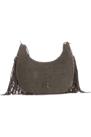 ERMANNO SCERVINO Tassen, Dames, Groen, ONE Size, Leer, Groene tassen met franjes en studs
