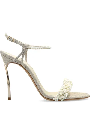Casadei Schoenen, Dames, , 38 EU, Leer, Sandalettes met parelapplicaties