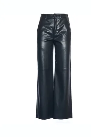 Max Mara Broeken, Dames, Blauw, XS, Wijde Coated Broek Blu Marino