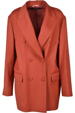 Rochas Jassen, Dames, Bruin, S, Wol, Zachte blazer met dubbele knopen