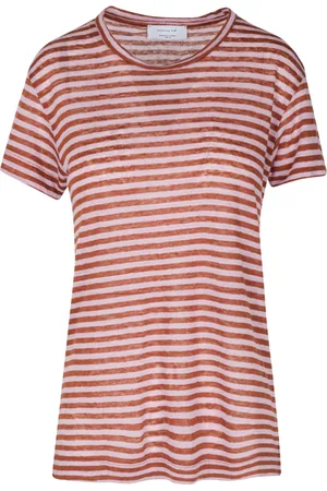 Daniele Fiesoli Tops, Dames, Rood, M, Linnen, Gestreept Linnen T-shirt