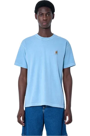 Carhartt Tops, Heren, Blauw, M, Katoen, Logo Patch Katoenen T-shirt