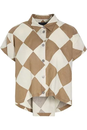 Bitte Kai Rand Blouses & Shirts, Dames, Bruin, 2Xl, Linnen, Harukaze Shirt Wet Sand Soft Harlequin