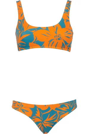 Gallo Badkleding, Dames, Veelkleurig, M, Oranje bralette bikini voor vrouwen met bloemenpatroon