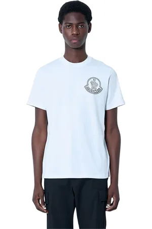 Moncler Tops, Heren, Wit, XL, Katoen, Katoenen Jersey Logo Motif T-Shirt
