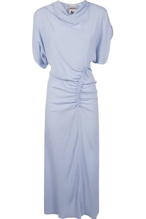 SEMICOUTURE Kleedjes, Dames, Blauw, 2Xs, Elegante Santiago Jurk voor Vrouwen
