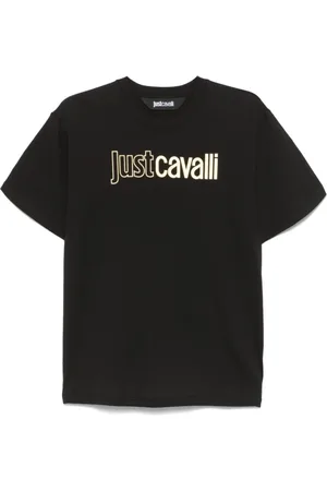 Roberto Cavalli Tops, Heren, Zwart, M, Zwarte Crew Neck T-shirts en Polos