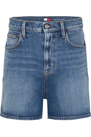 Tommy Hilfiger Korte broeken, Dames, Blauw, W27, Denim, Denim Mom Fit Shorts