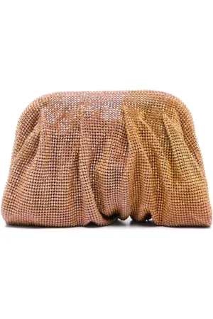 BENEDETTA BRUZZICHES Tassen, Dames, Oranje, ONE Size, Satijn, Oranje Kristal Mesh Clutch Tas