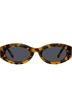 The Attico Accessoires, Dames, Bruin, ONE Size, Elegante Ovale Tortoise Zonnebril met Blauwe Lens