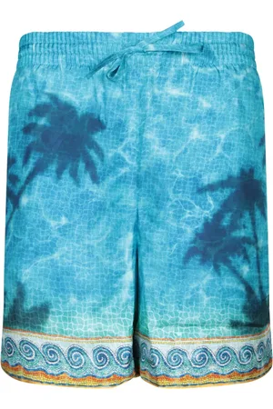 Casablanca Badkleding, Heren, Blauw, L, Zijden Bermuda Shorts voor Zomerse Stijl