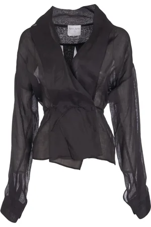 FORTE FORTE Blouses & Shirts, Dames, Zwart, S, Zwarte Gekruiste Blouse