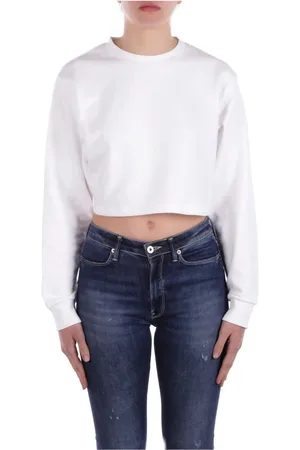 GCDS Sweatshirts & Hoodies, Dames, Wit, L, Katoen, Witte Logo Trui