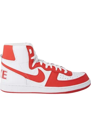 Comme des Garçons Schoenen, Heren, Rood, 43 1/2 EU, Leer, Leren sneakers met logomotief