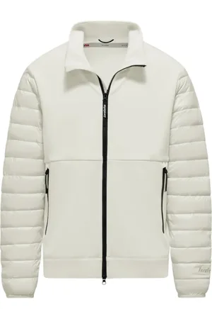 Invicta Jassen, Heren, Wit, M, Nylon, Witte Hoge Kraag Rits Jas