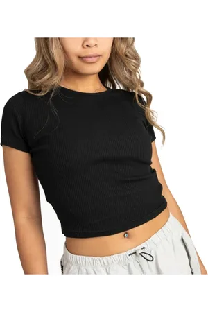 Converse Tops, Dames, Zwart, S, Ribgebreide shirts voor vrouwen