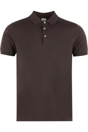 Aspesi Tops, Heren, Bruin, 2Xl, Katoen, Katoenen polo met parelmoerknopen
