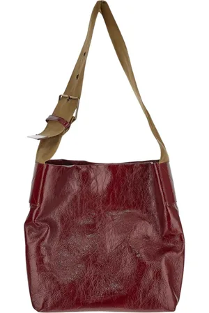 UMA WANG Tassen, Dames, Rood, ONE Size, Leer, Stijlvolle Winkelmand met Magneetsluiting