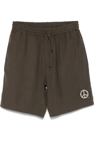 Emporio Armani Korte broeken, Heren, Bruin, S, Bruine Elastische Trekkoord Shorts