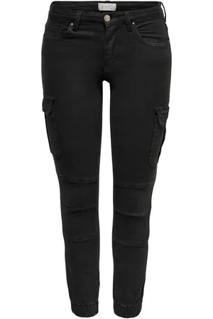 ONLY Jeans, Dames, Zwart, M L32, Katoen, Zwarte Skinny Katoenen Broek Lente/Zomer Collectie