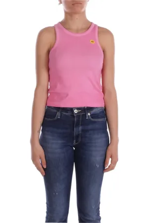 BARROW Tops, Dames, Roze, S, Katoen, Logo Front Slim Katoen Elastaan Top