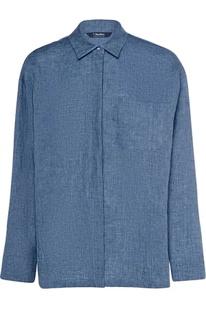 Max Mara Blouses & Shirts, Dames, Blauw, 2Xs, Linnen, Casual overhemd met uniek ontwerp