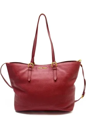 Miu Miu Pre-owned, Dames, Rood, ONE Size, Leer, Tweedehands leren handtassen