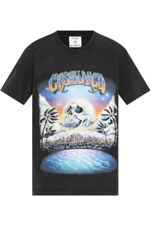Casablanca Tops, Heren, Zwart, S, Katoen, T-shirt met kleurrijke print
