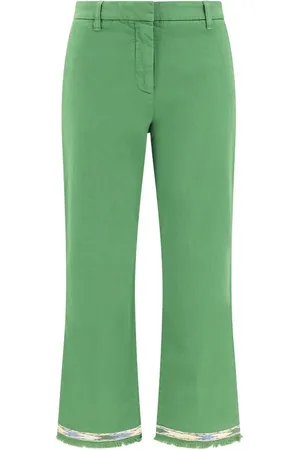 TRUE ROYAL Broeken, Dames, Groen, S, Moderne Straight Ross Broek met Rafelranden