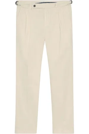 Brooks Brothers Broeken, Heren, Geel, W32, Katoen, Katoenen Gabardine Geplooide Chino