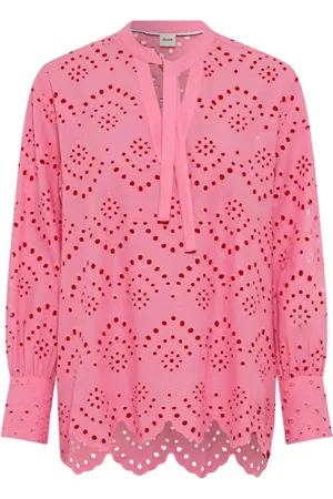 Brax Blouses & Shirts, Dames, Roze, L, Katoen, Elegante zomerblouse met tonale borduursels