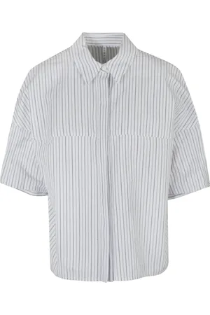 LIVIANA CONTI Blouses & Shirts, Dames, Wit, M, Katoen, Katoenen Gestreepte Blouse