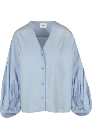 8PM Blouses & Shirts, Dames, Blauw, M, Katoen, Katoenen V-hals Blouse