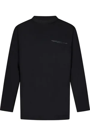 Y-3 Tops, Heren, Zwart, M, Katoen, Zwart longsleeve logoshirt