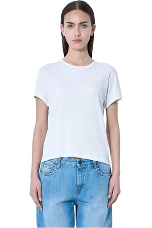 The Row Tops, Dames, Wit, M, Katoen, Geribbeld Katoenen Crewneck T-shirt