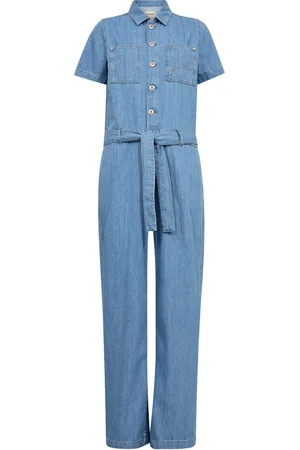 Mos Mosh Jumpsuits & Playsuits, Dames, Blauw, S, Katoen, Blauwe Jumpsuit met Korte Mouwen