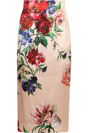 Dolce & Gabbana Rokken, Dames, Veelkleurig, M, Satijn, Bloemenprint Satijnen Rok