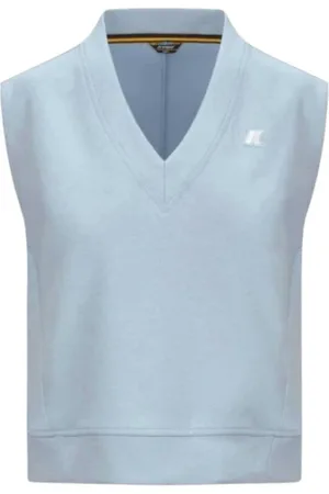 K-Way Truien, Dames, Blauw, M, Katoen, Athleisure V-hals T-shirt