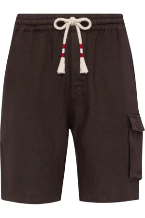 MC2 SAINT BARTH Korte broeken, Heren, Bruin, M, Linnen, Ademende Linnen Shorts voor Warme Dagen