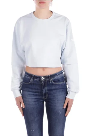 GCDS Sweatshirts & Hoodies, Dames, Blauw, L, Katoen, Blauwe Logo Sweater