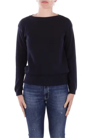 Max Mara Truien, Dames, Blauw, L, Katoen, Blauwe Logo Front Sweater