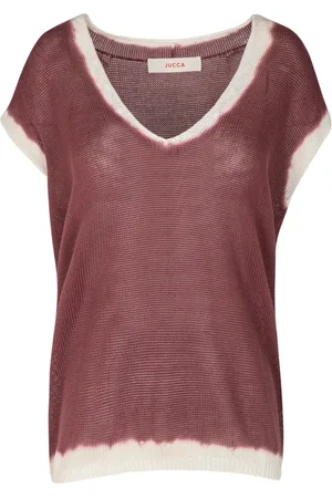Jucca Truien, Dames, Paars, L, Katoen, Katoenen V-hals Ribbel Tanktop
